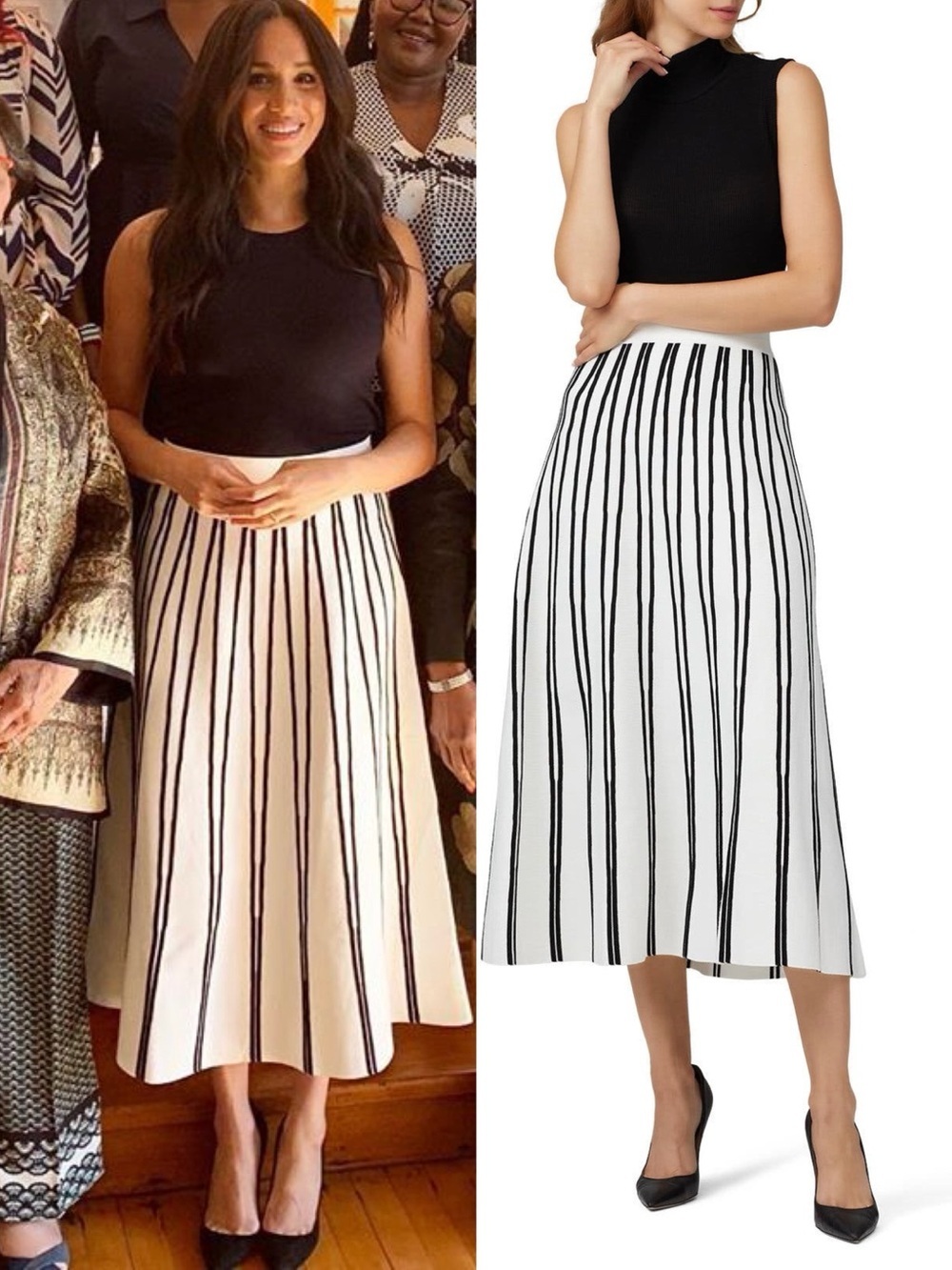 NWT J. Crew ‘Pull-On Flare Striped Sweater Skirt’ in White & Black Plus Size 3X